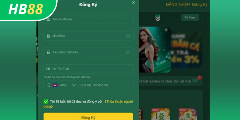 Hướng dẫn tạo tài khoản HB88
